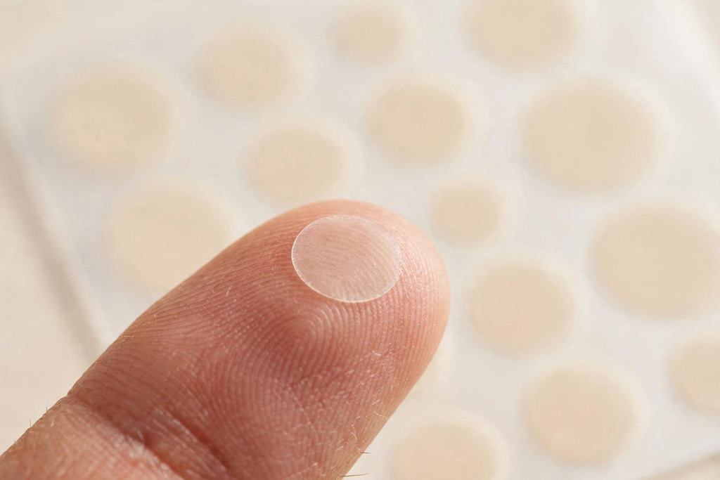 ZitVanish hydrocolloid pimple patch close-up showing ultra-thin design